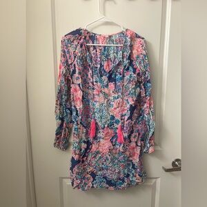 Lilly Floral Print Dress with Tassels